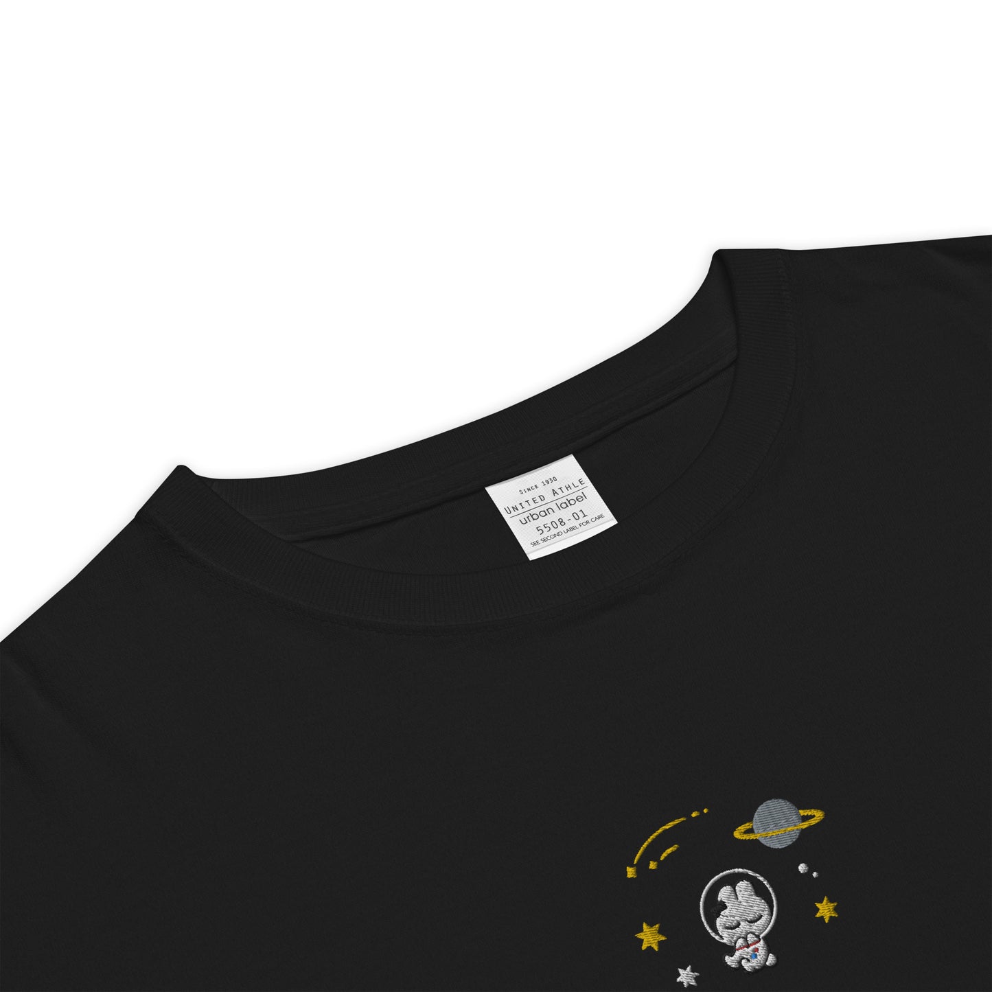 宇宙うさぎ オーバーサイズ 刺繍T-SHIRT / BLACK